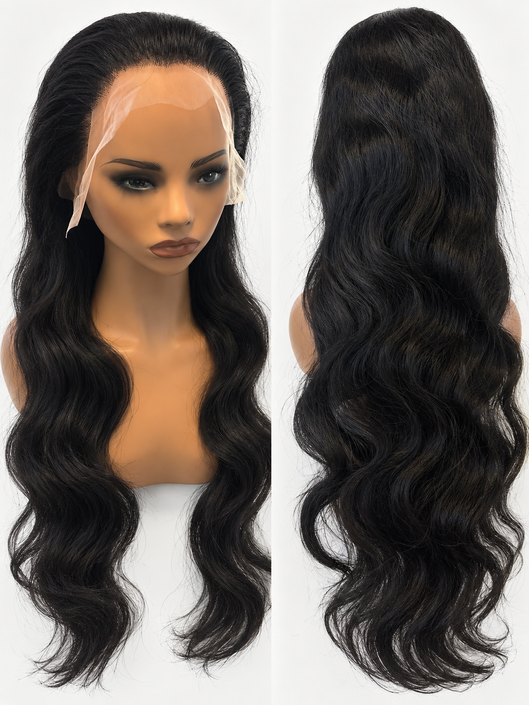 26” Human Hair Lace Front Wig – Natural Black