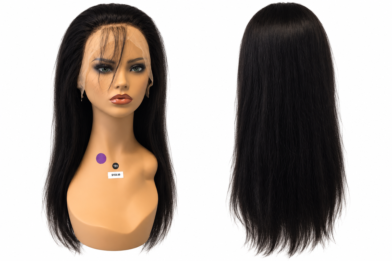24” Black Lace Front Wig – Long Layered Style