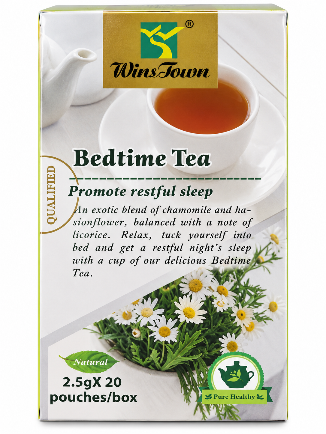 WinsTown Bedtime Tea – Chamomile & Passionflower, 20 Tea Bags