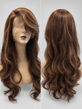 Long Wavy Brown Synthetic Lace Front Wig