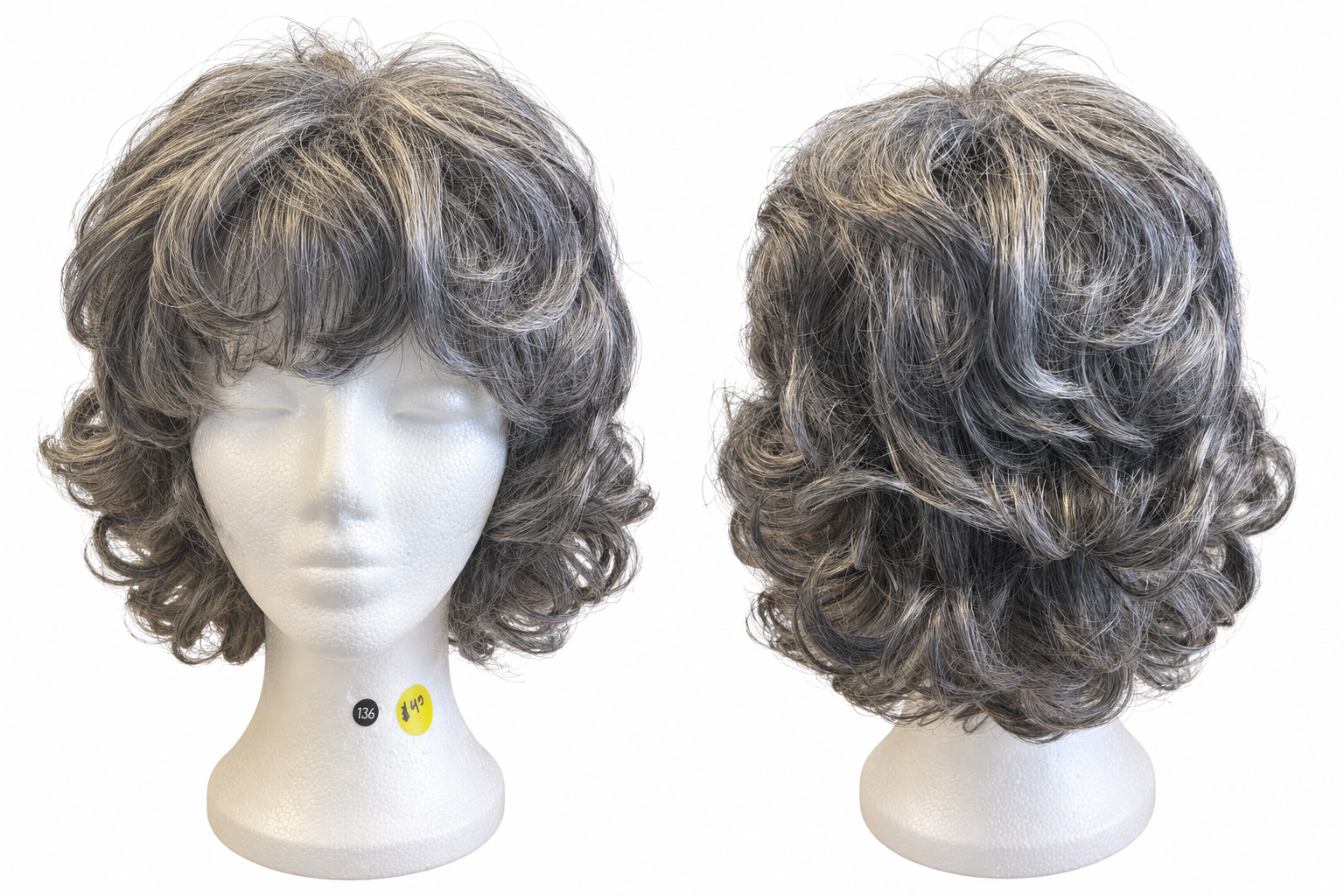 Short Gray Layered Bob Wig – Synthetic Hair