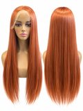 Peach Straight Lace Front Wig – Synthetic Hair