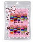 Colorful Striped Rhinestone Press-On Nails