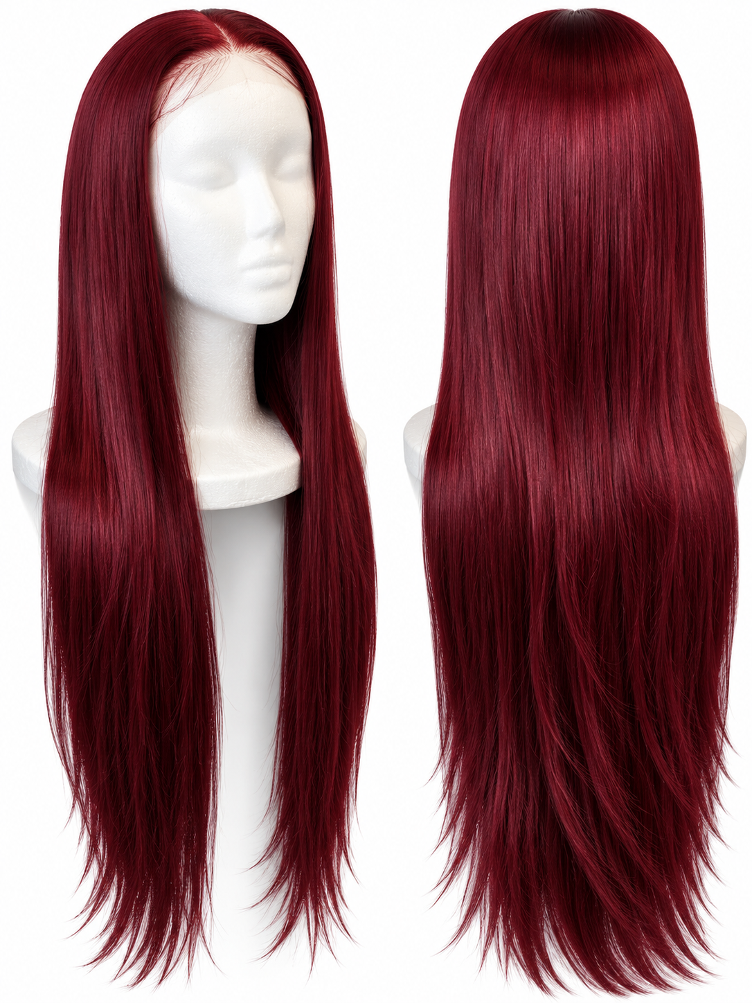 26” Burgundy Straight Synthetic Lace Front Wig