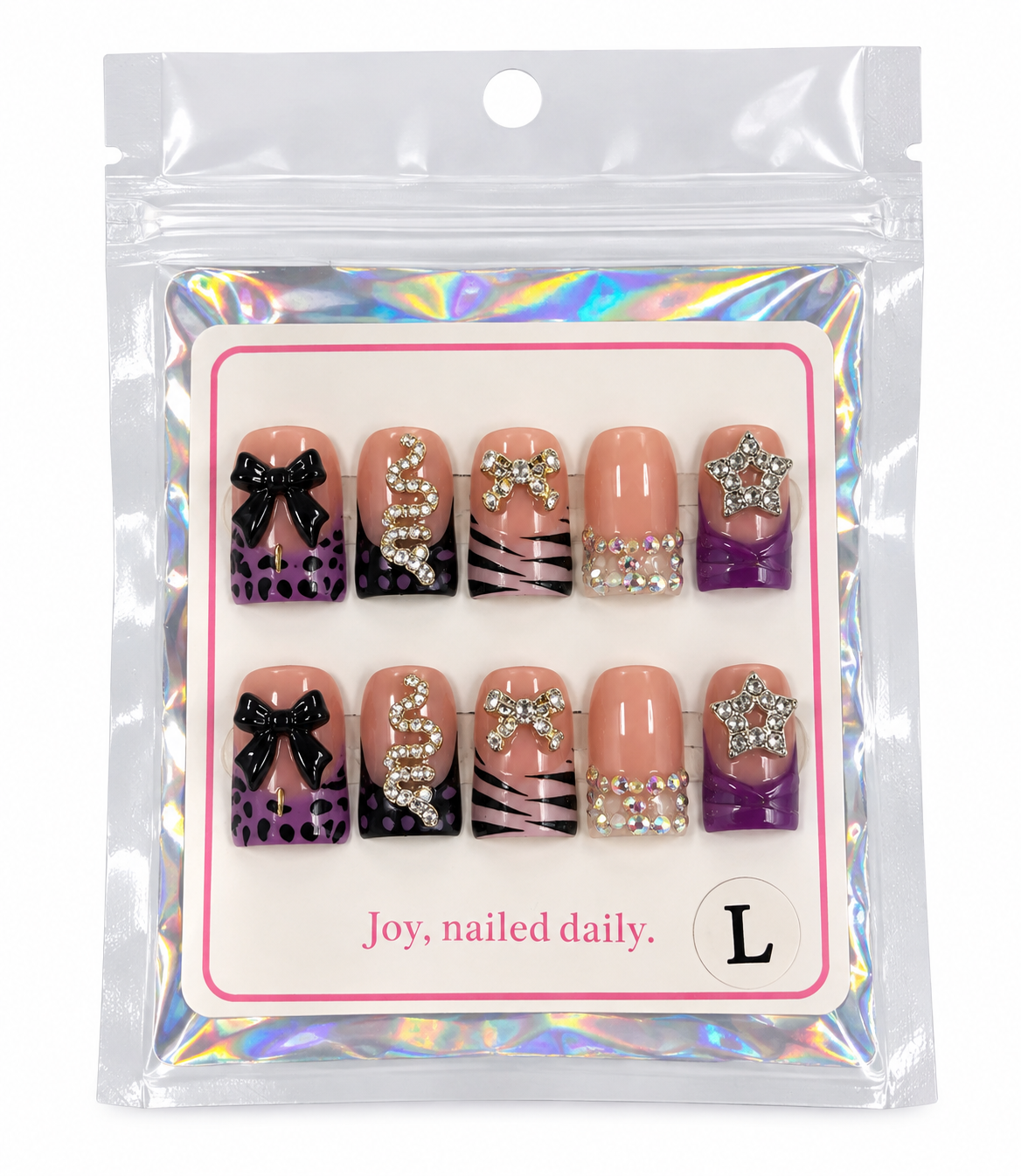 Black & Purple Glam Press-On Nails