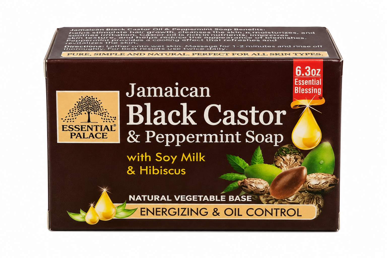 Jamaican Black Castor & Peppermint Soap with Soy Milk & Hibiscus – 6.3 oz