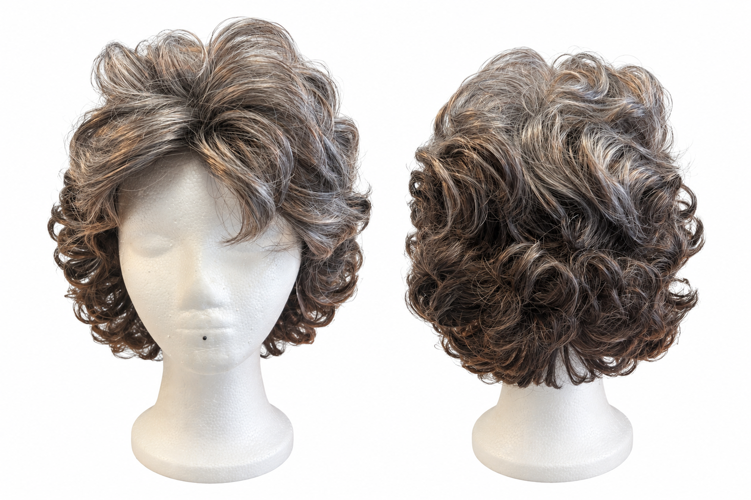 Short Gray Wavy Wig – Synthetic Hair