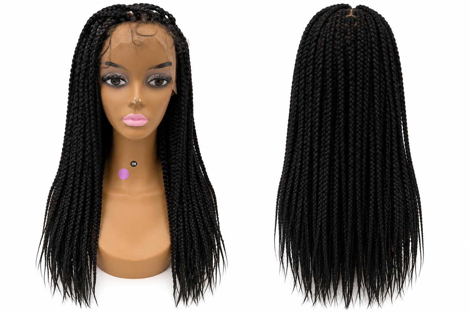 Long Black Braided Synthetic Lace Front Wig – Box Braids