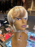 Blonde Short Human Hair Wig – Layered Side Ponytail
