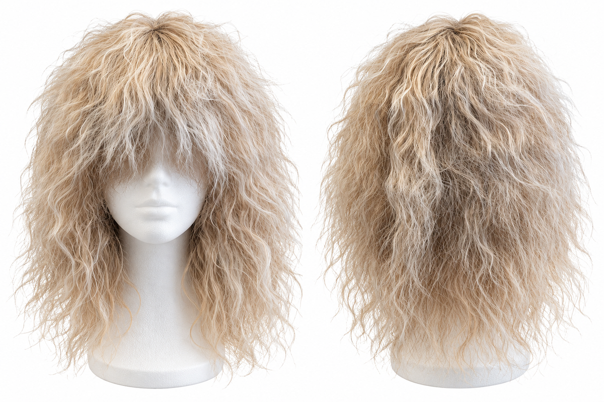 Long Blonde Shaggy Wavy Wig – Synthetic Hair
