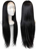 26” Long Straight Black Synthetic Lace Front Wig