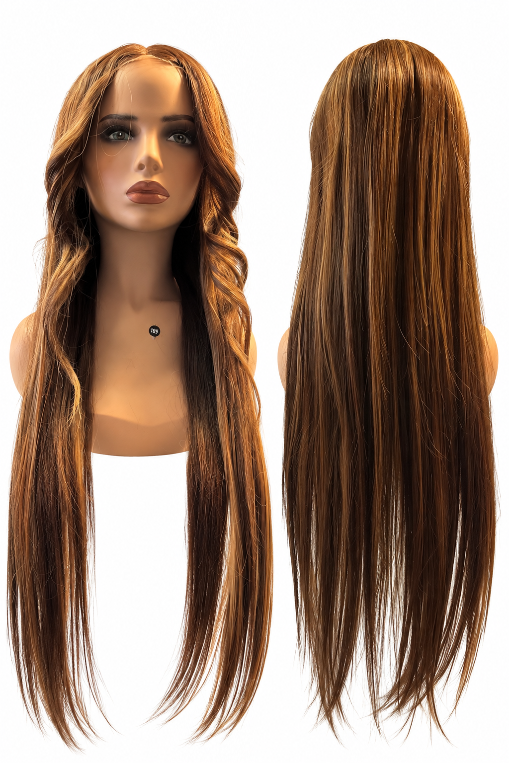 Long Brown 5x5 Lace Wig – Human Hair & Synthetic Blend