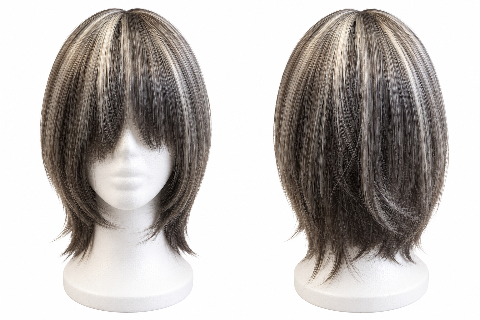 Gray Short Layered Bob Wig – Synthetic Hair