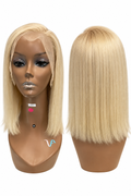 Human Hair Blonde Lace Wig – Straight Shoulder-Length Bob