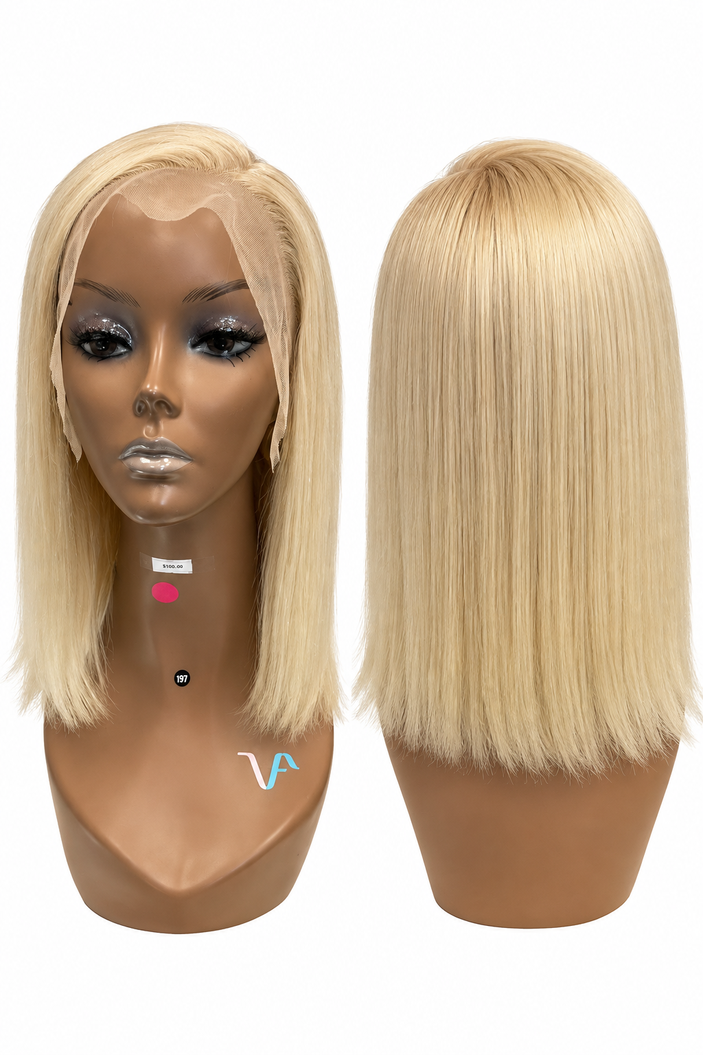 Human Hair Blonde Lace Wig – Straight Shoulder-Length Bob