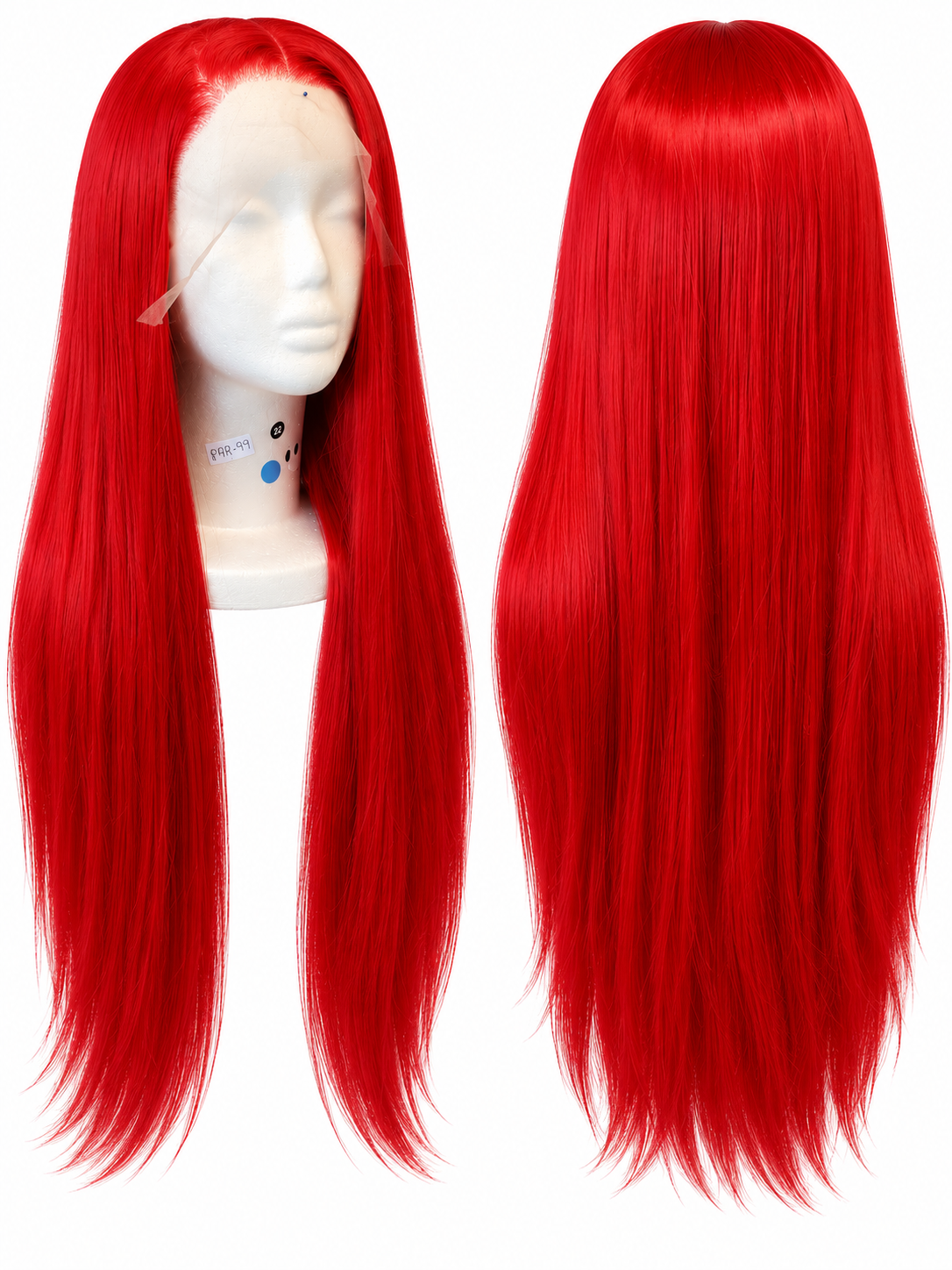 26” Red Straight Synthetic Lace Front Wig