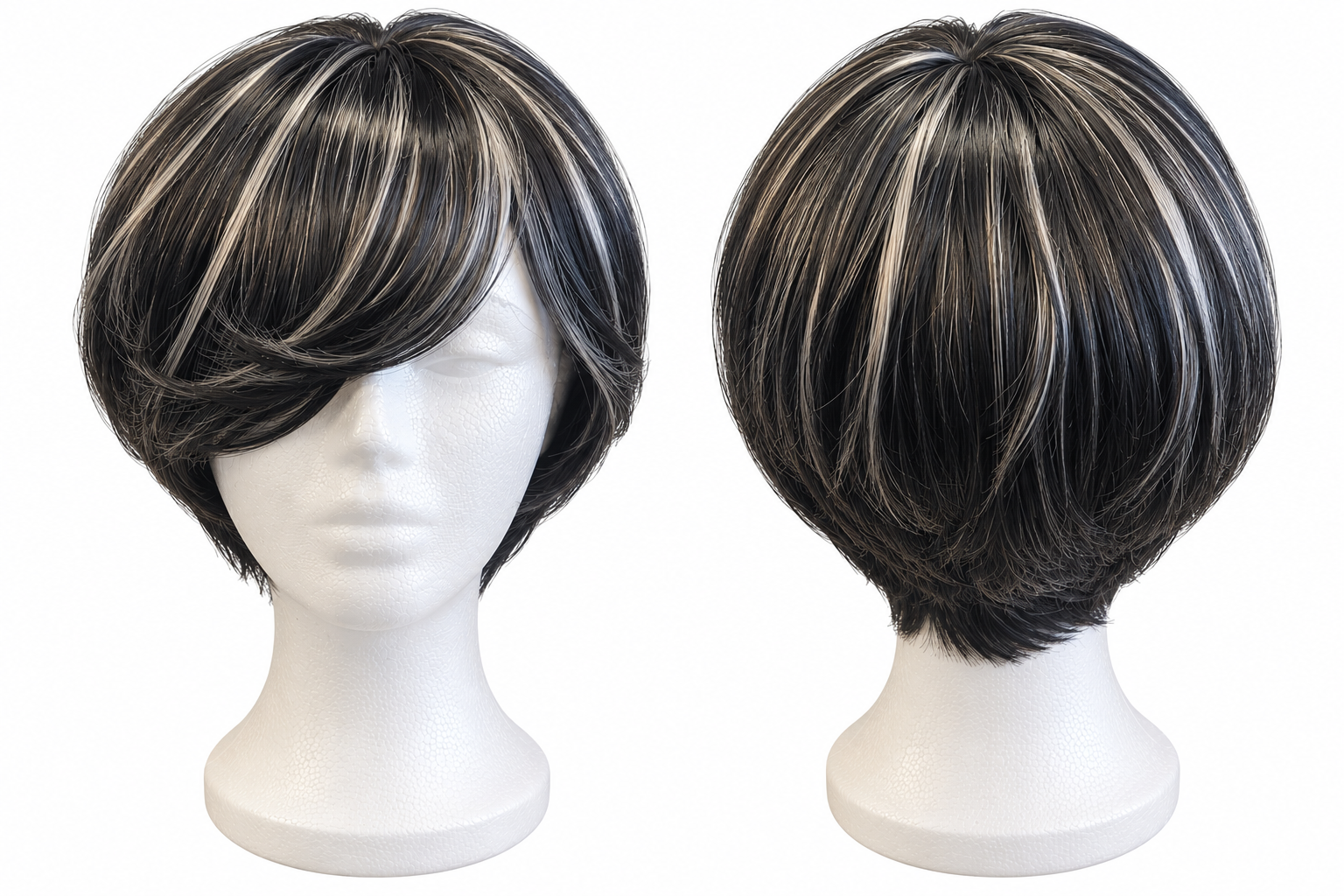 Short Black Sleek Bob Wig – Synthetic Hair