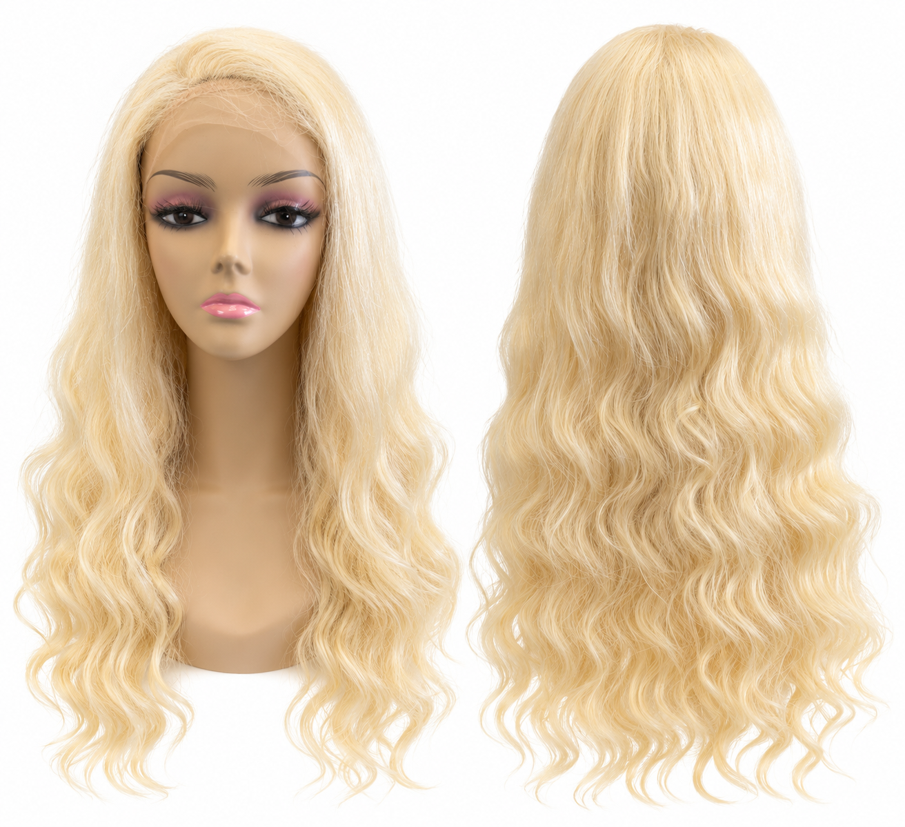 Long Platinum Blonde Wavy Wig – Human Hair