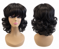 Black Short Curly Bob Wig with Bangs – Synthetic Hair