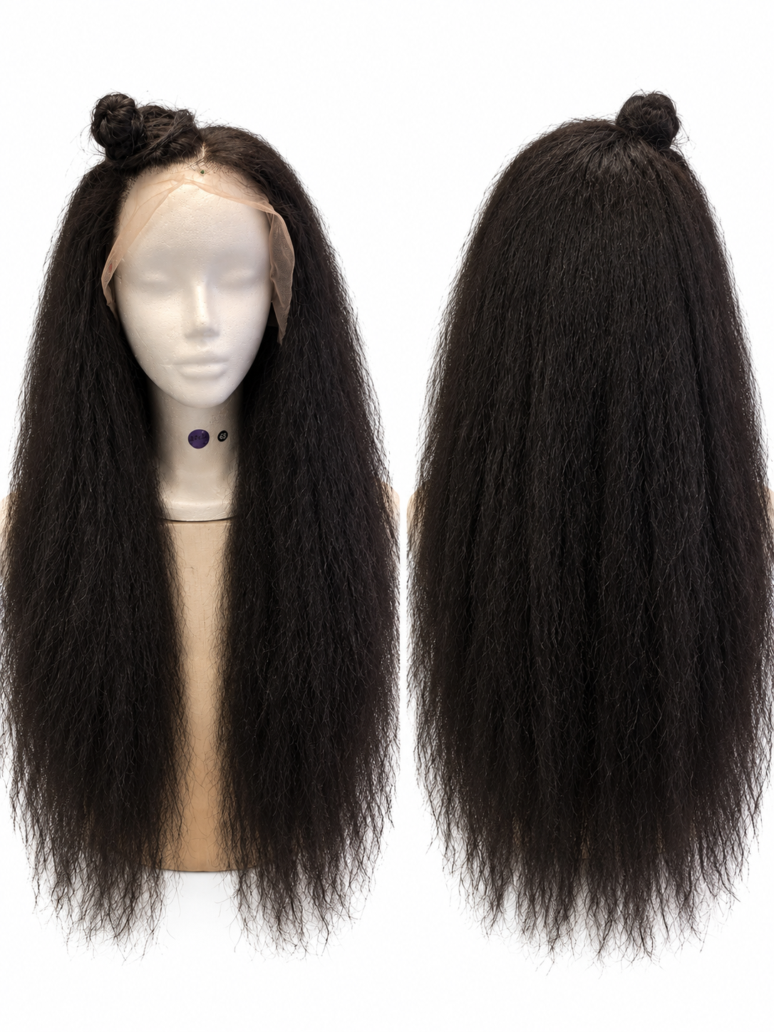 Long Black Wavy Lace Front Wig-Human Hair