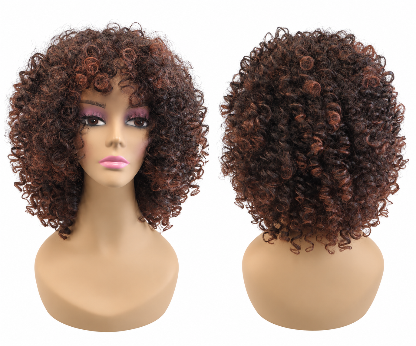 Brown Curly Bob Wig – Synthetic Hair