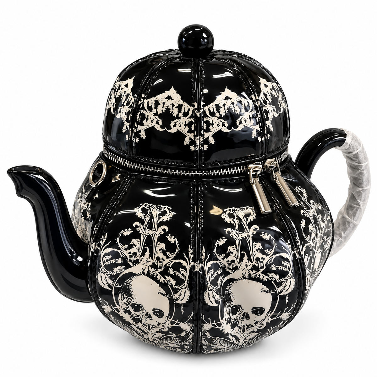 Black & White Skull Teapot Handbag