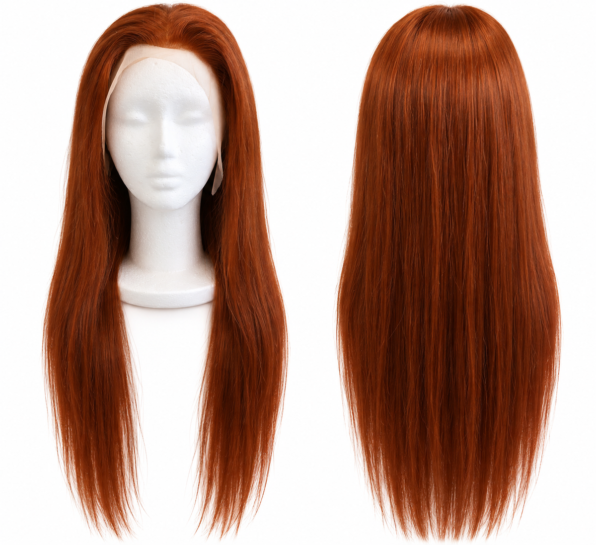 Long Auburn Straight Lace Front Wig – Human Hair