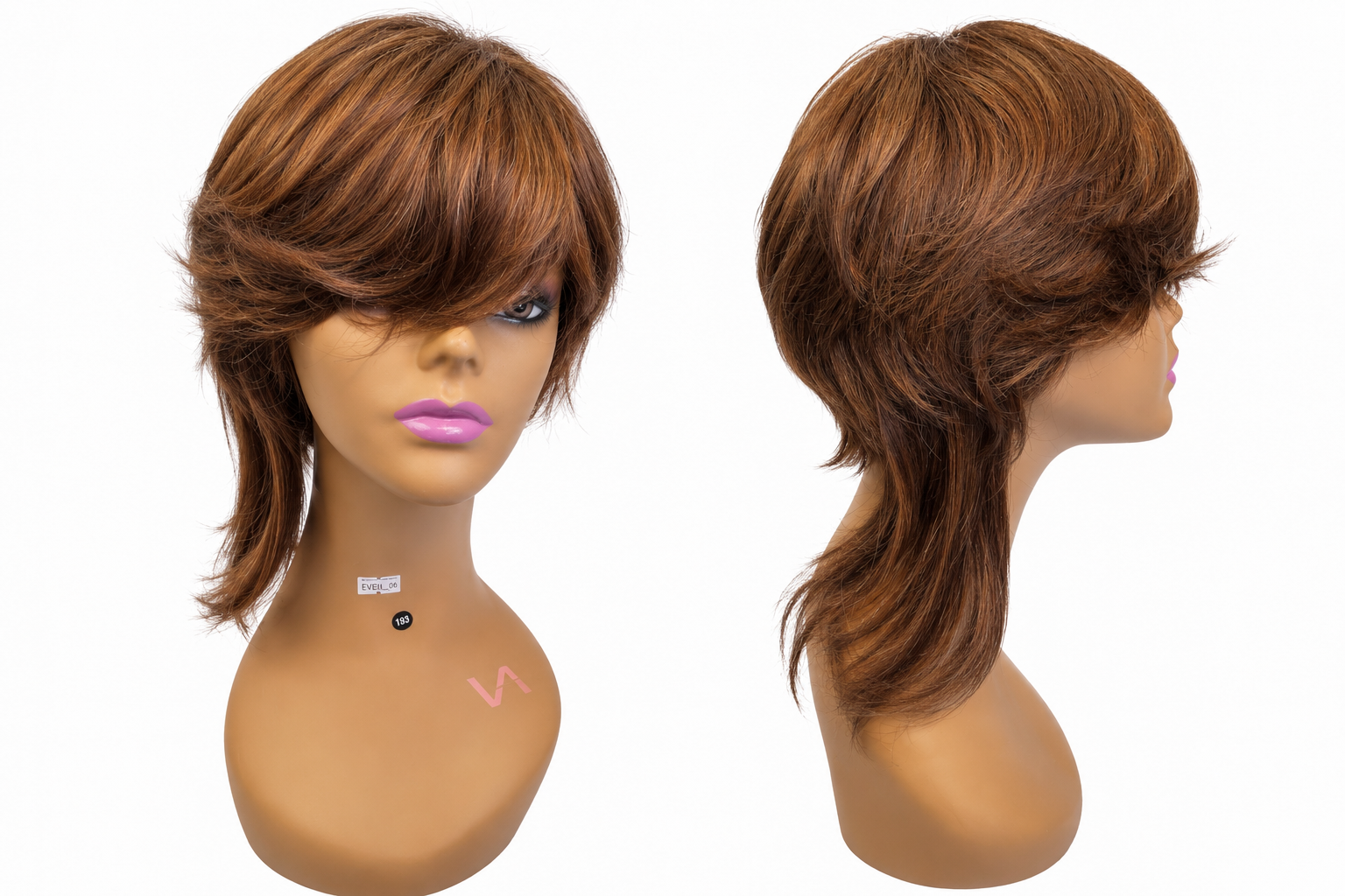 Medium Brown Layered Human Hair Wig – Short Feathered Style