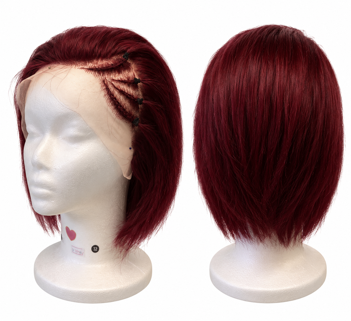 Burgundy Human Hair Lace Front Wig – Side Part