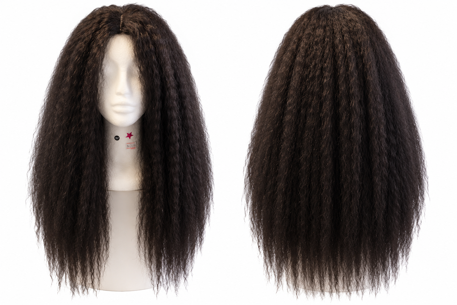 Long Natural Black Kinky Wavy Wig – Synthetic Hair
