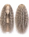 Silver Gray Long Wavy Lace Front Wig-Synthetic