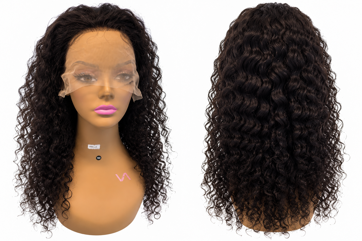 Black Curly Human Hair Lace Front Wig – 24 Inch