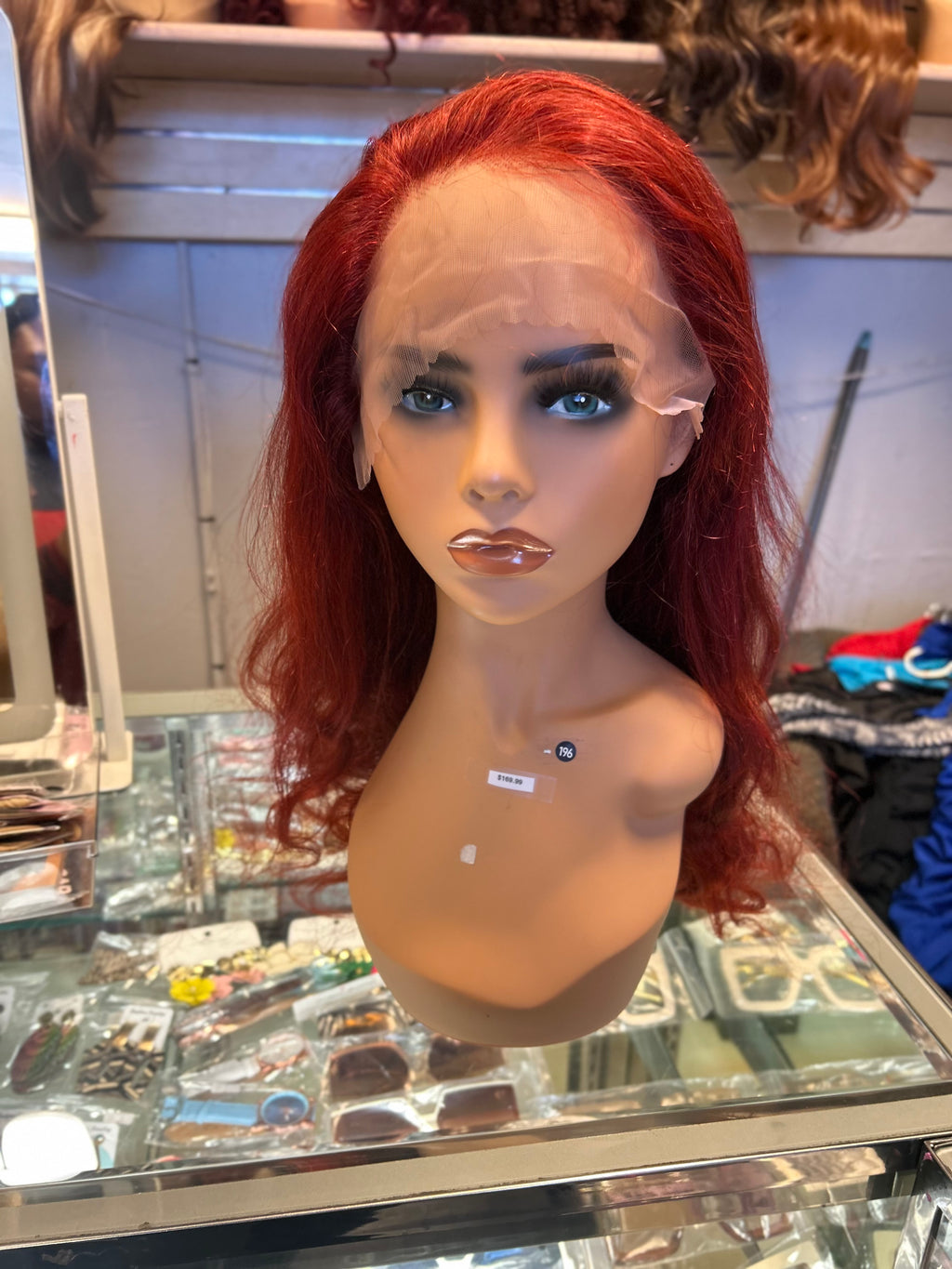 Red wig human hair