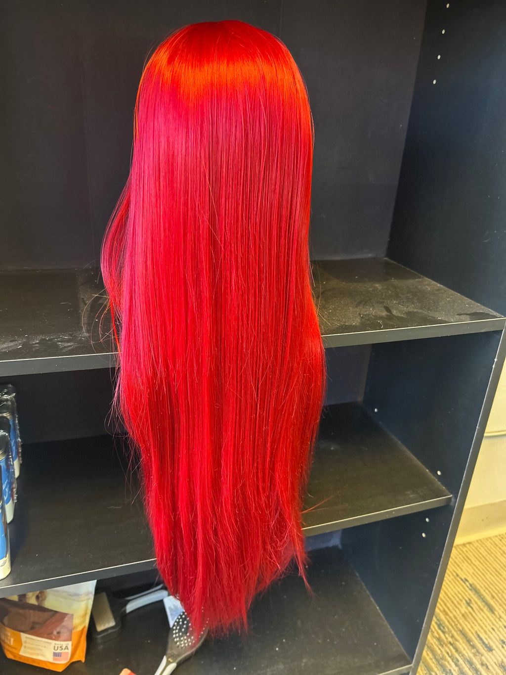 26” Red Straight Synthetic Lace Front Wig