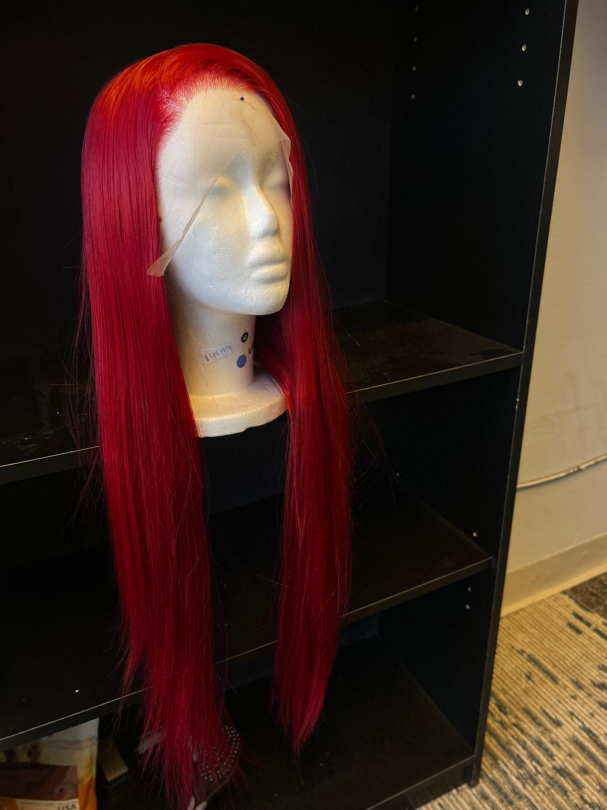 26” Red Straight Synthetic Lace Front Wig