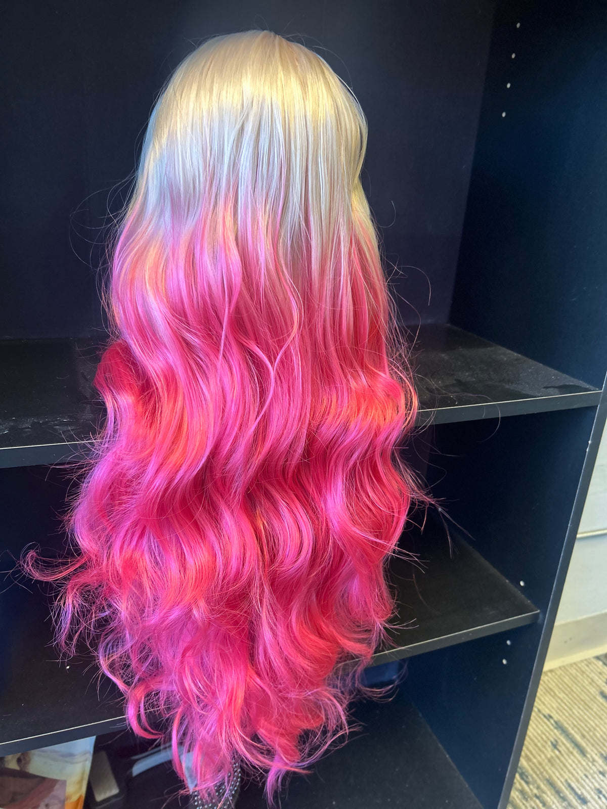 Blonde & Pink Ombre Wavy Wig – 26 Inch Synthetic