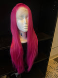 26” Pink Straight Synthetic Lace Front Wig