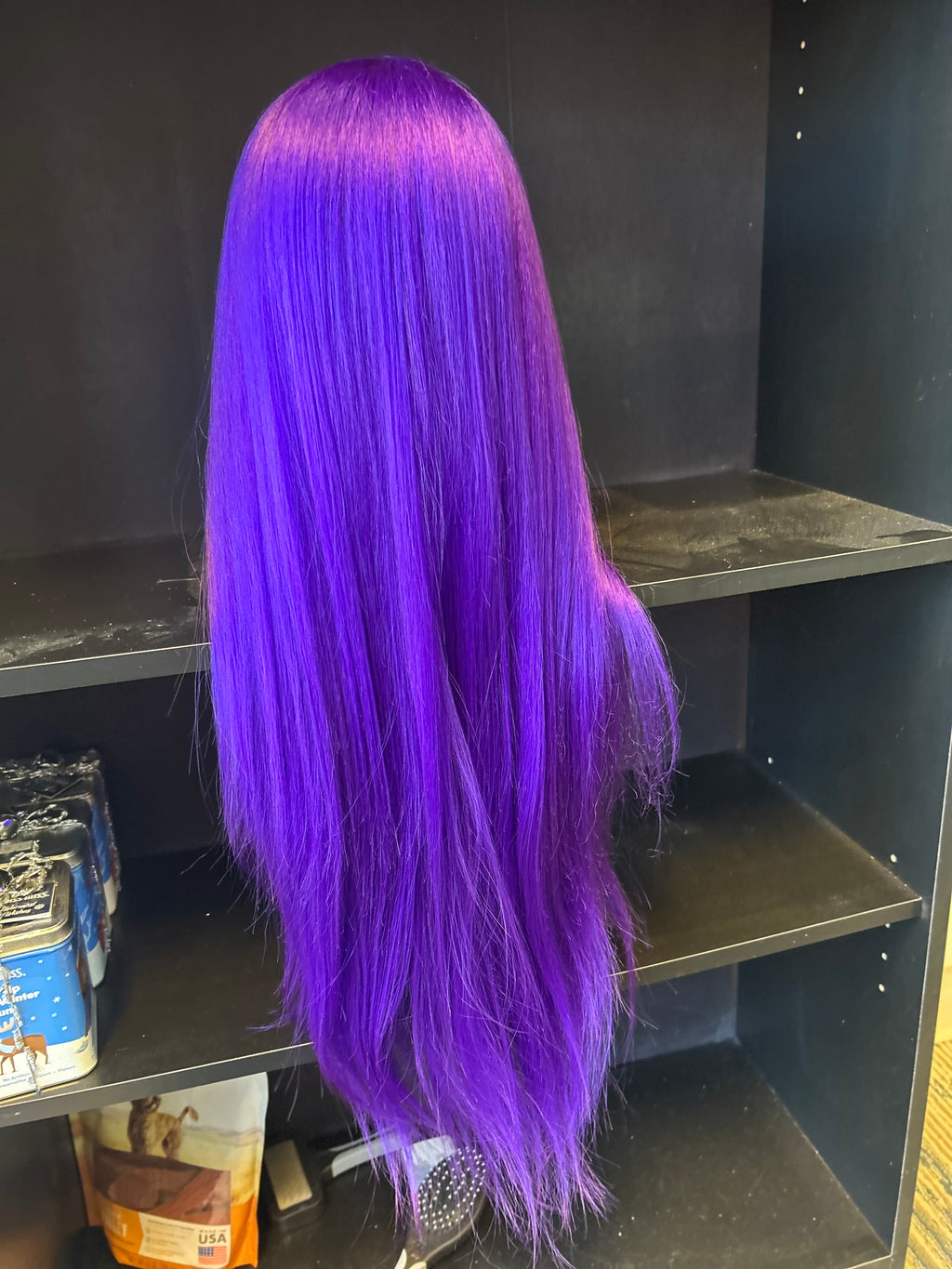 26 Inch Long Purple Synthetic Lace Front Wig – Straight Hair