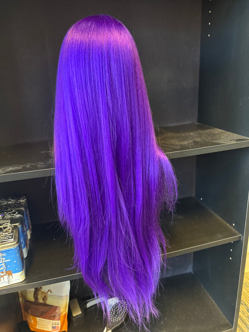 26 Inch Long Purple Synthetic Lace Front Wig – Straight Hair