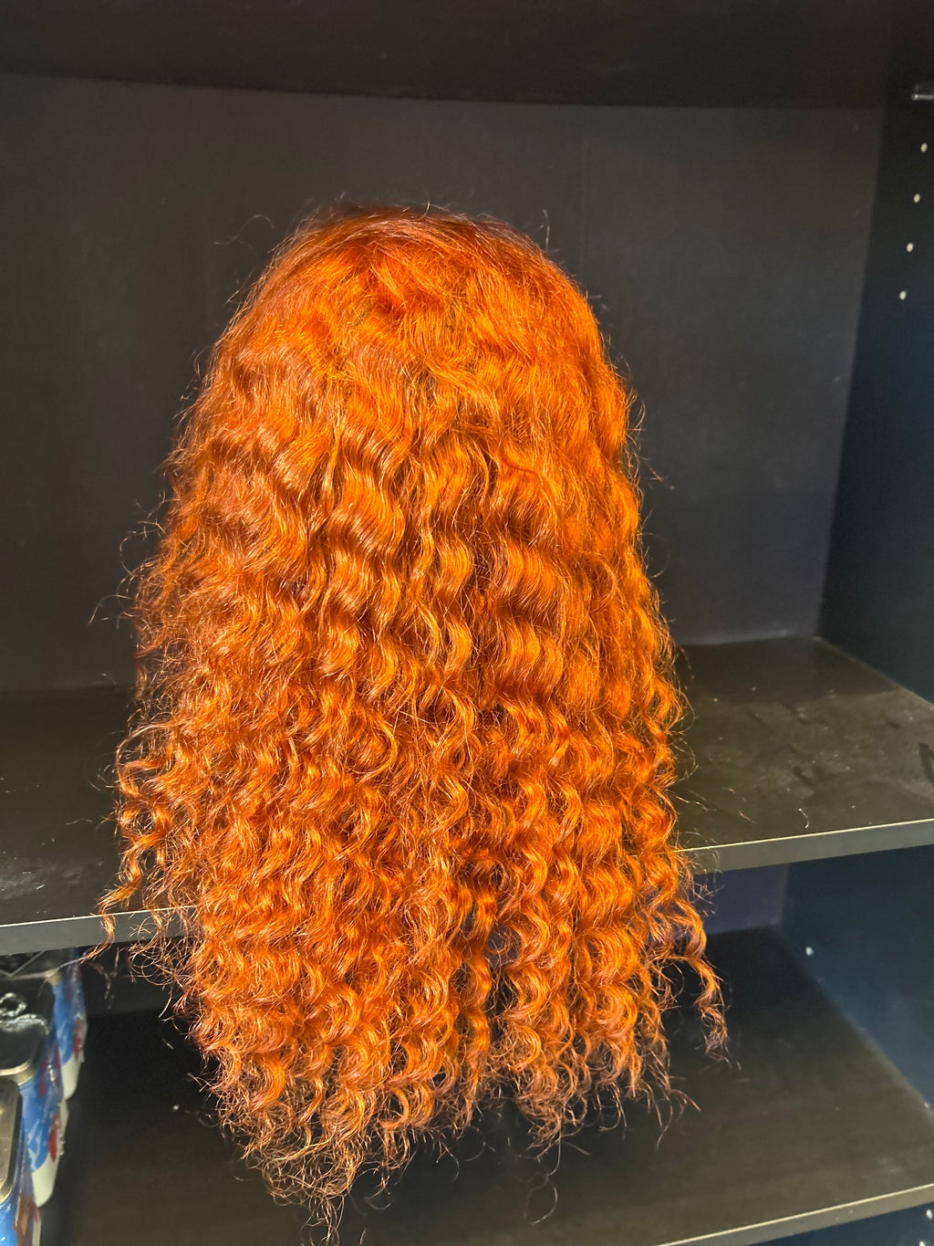 Human Hair Curly Wig – Copper Orange – 20 Inch
