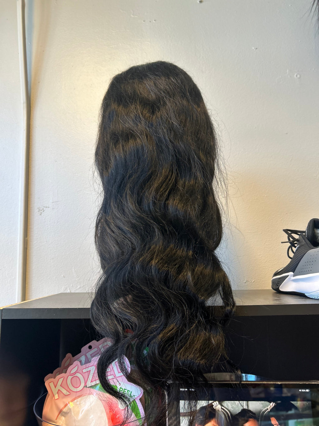 26” Natural Black Human Hair Lace Front Wig – Long Body Wave