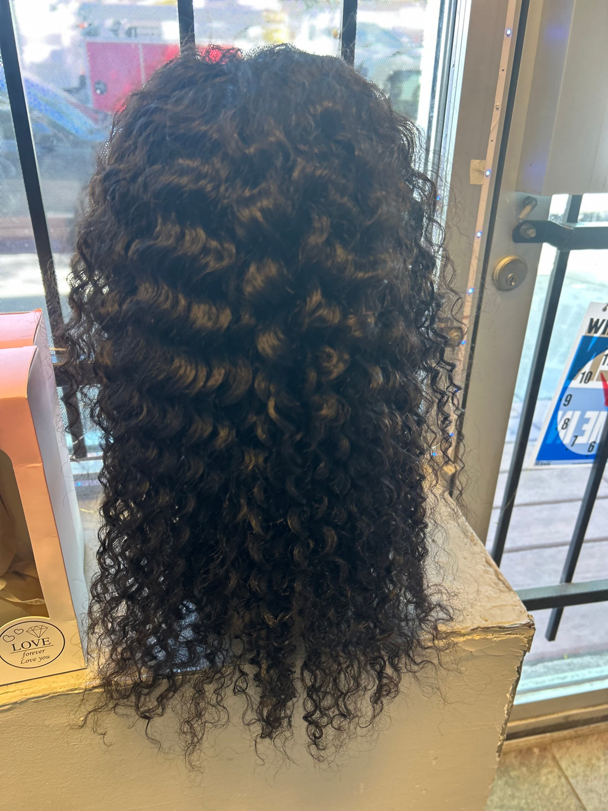 Black Curly Human Hair Lace Front Wig – 24 Inch