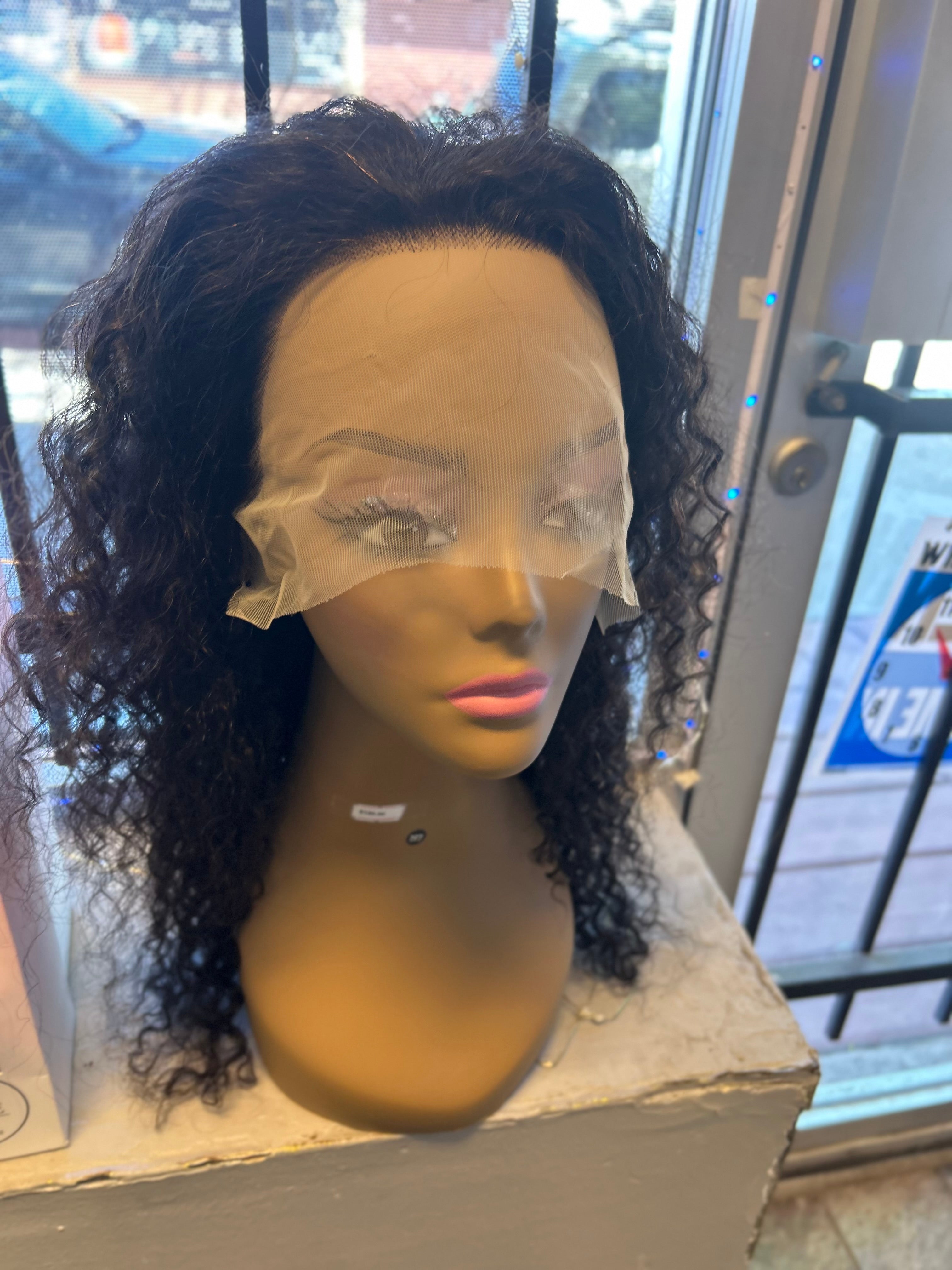 Black Curly Human Hair Lace Front Wig – 24 Inch