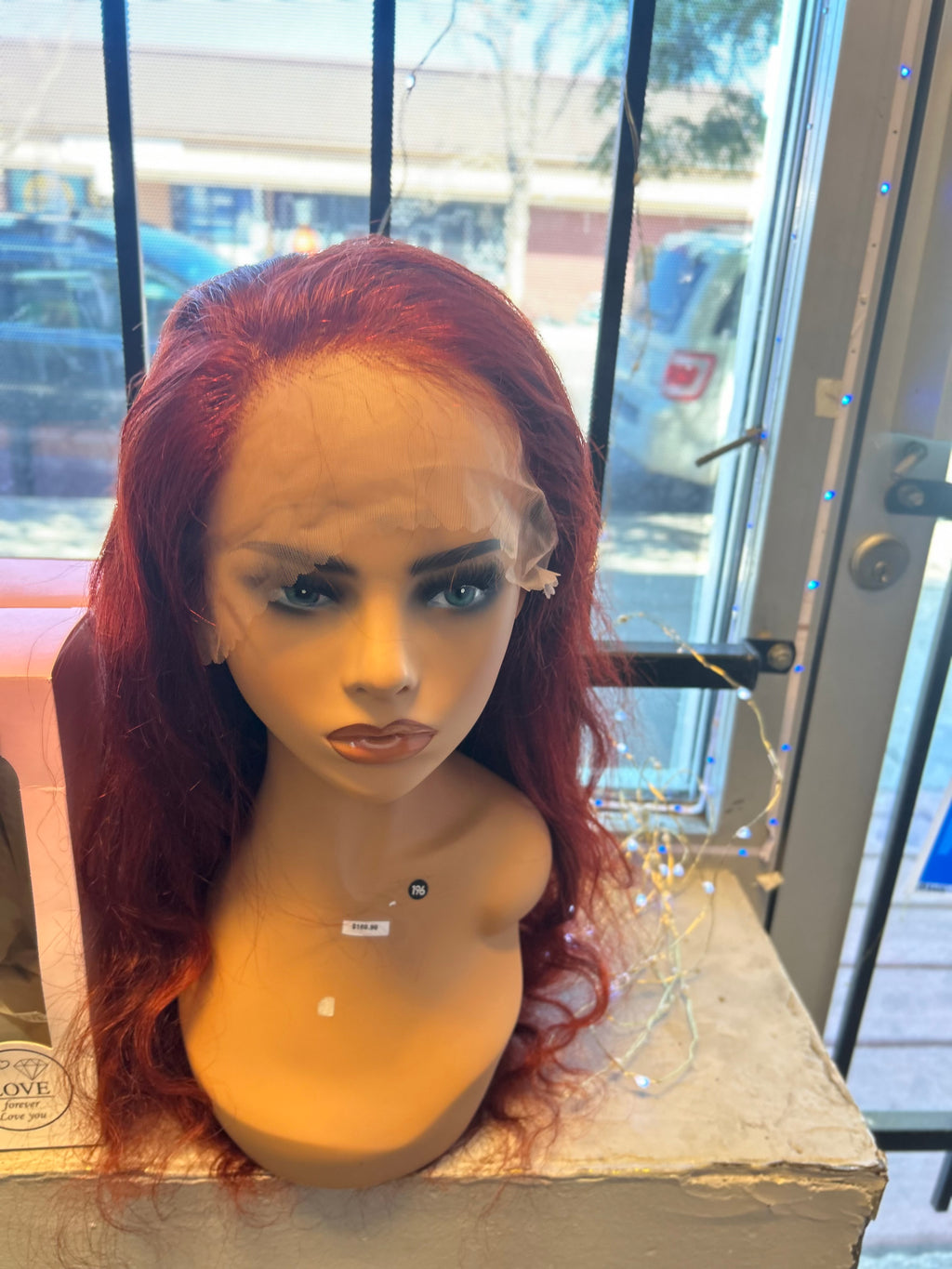 26” Burgundy Human Hair Lace Front Wig – Long Wavy Style